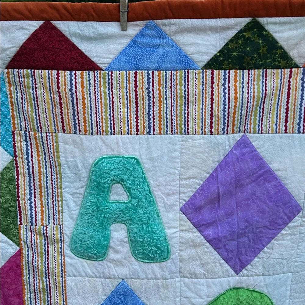 Handmade Baby to Toddler Quilt Reversible Sensory Tummy Time Fleece 36